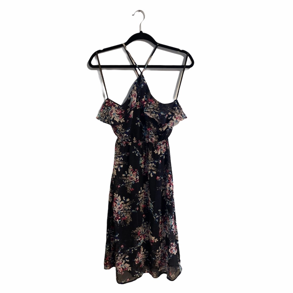Dark blue, floral strappy dress